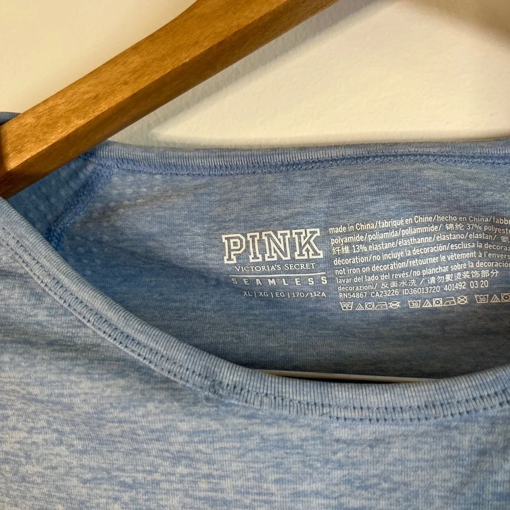 PINK Victoria's Secret Seamless Cropped‎ Long Sleeve Blue Ombre Workout Top XL - Picture 2 of 6